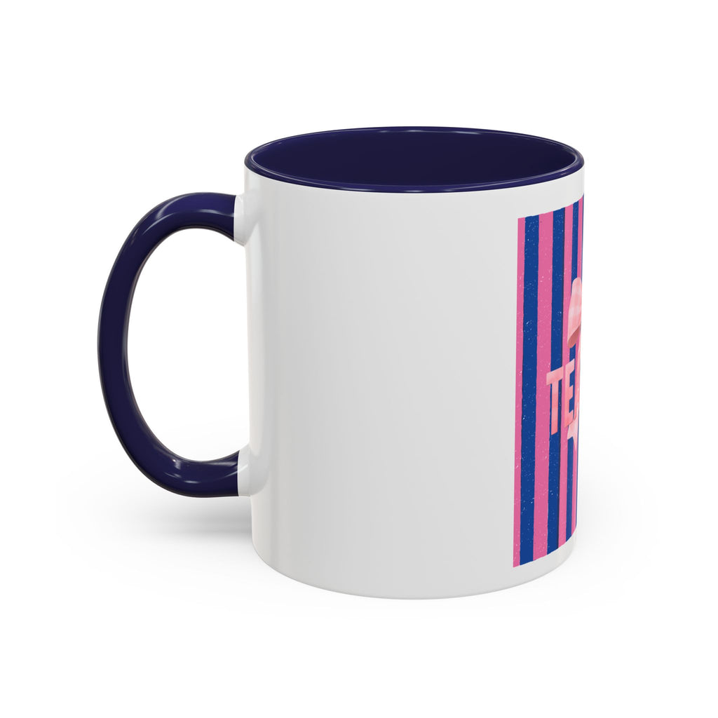 Teacher Mug — Pink Bow Striped Coffee Cup (11/15oz)