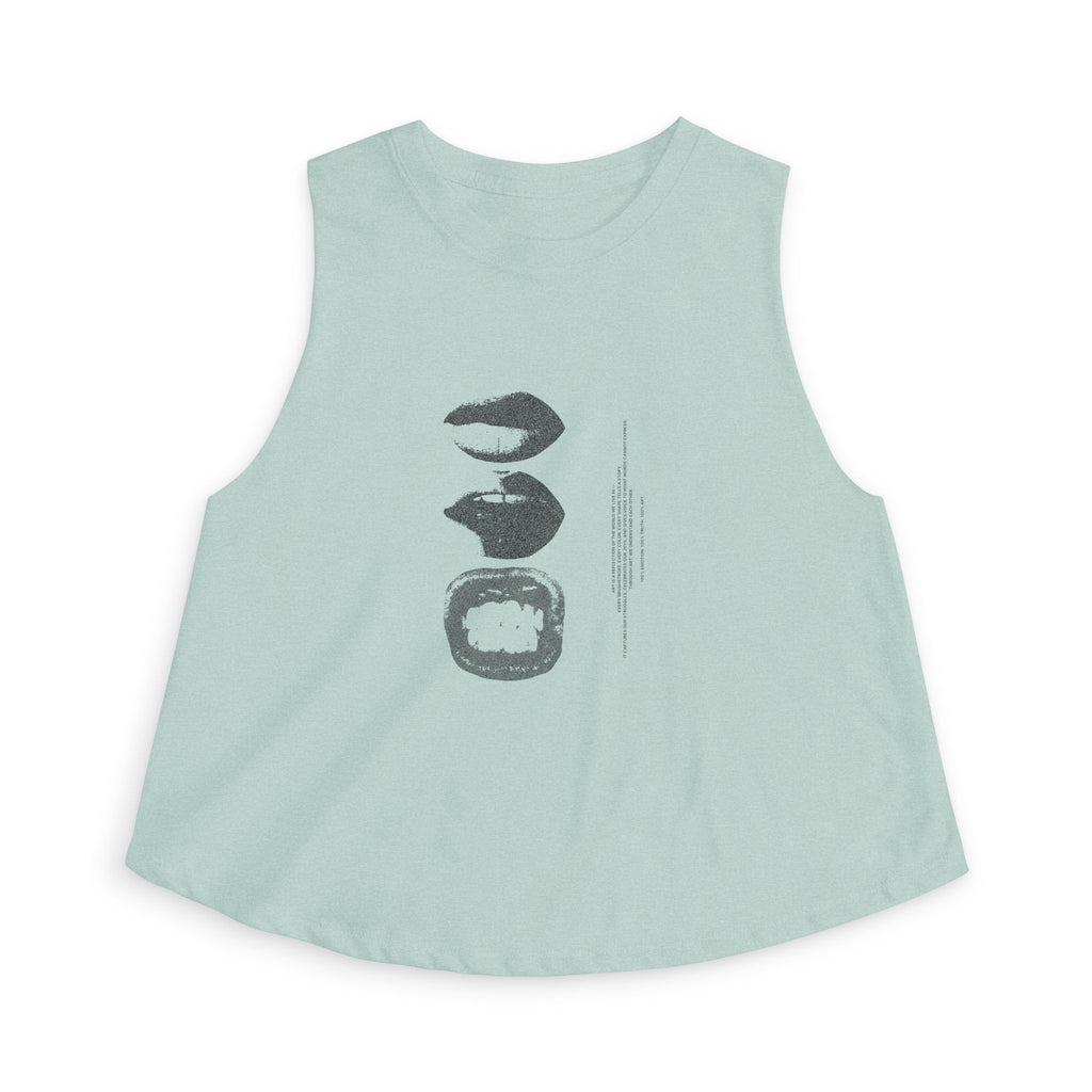 Women's Crop Top — Minimal Lip Print Graphic Tank Top