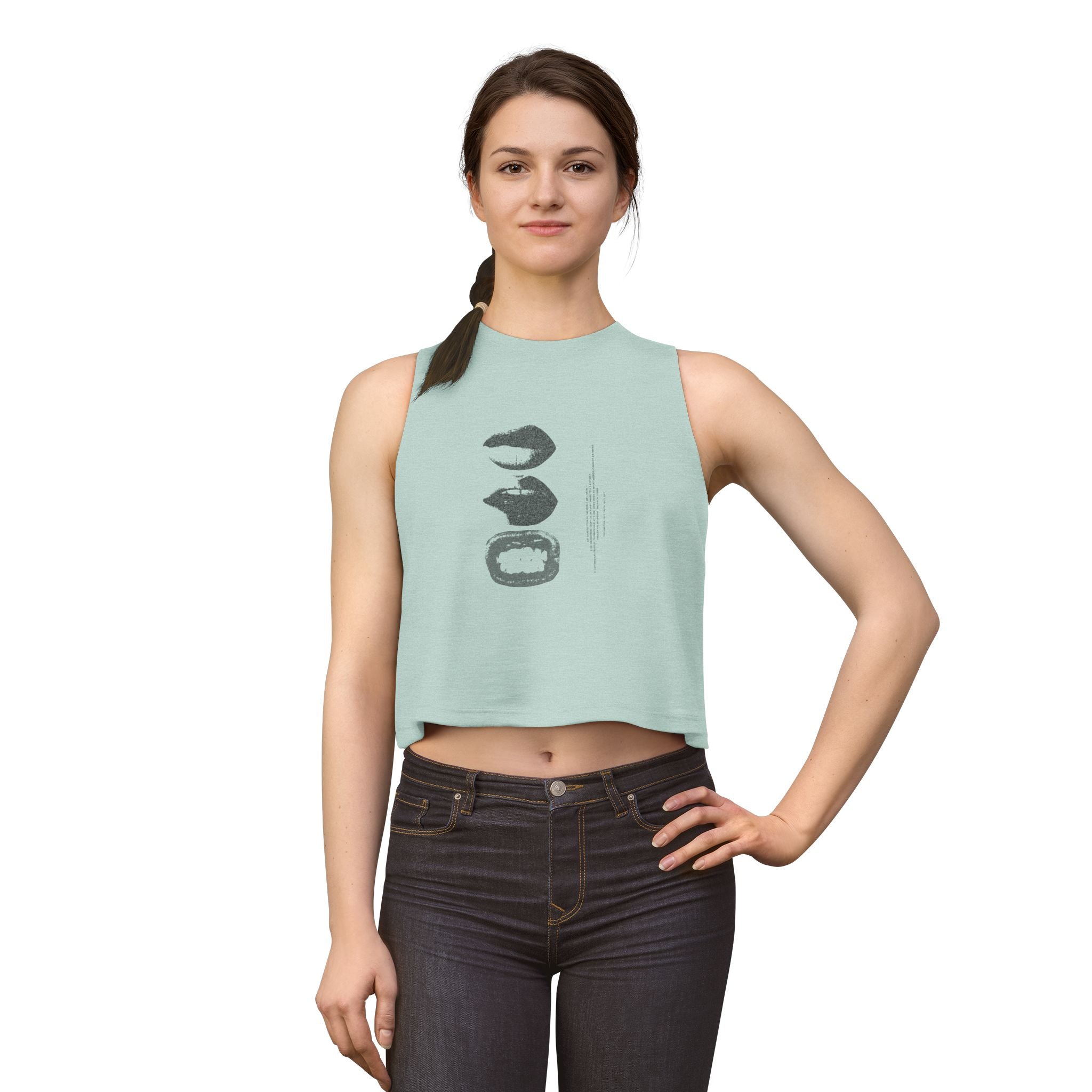 Women's Crop Top — Minimal Lip Print Graphic Tank Top
