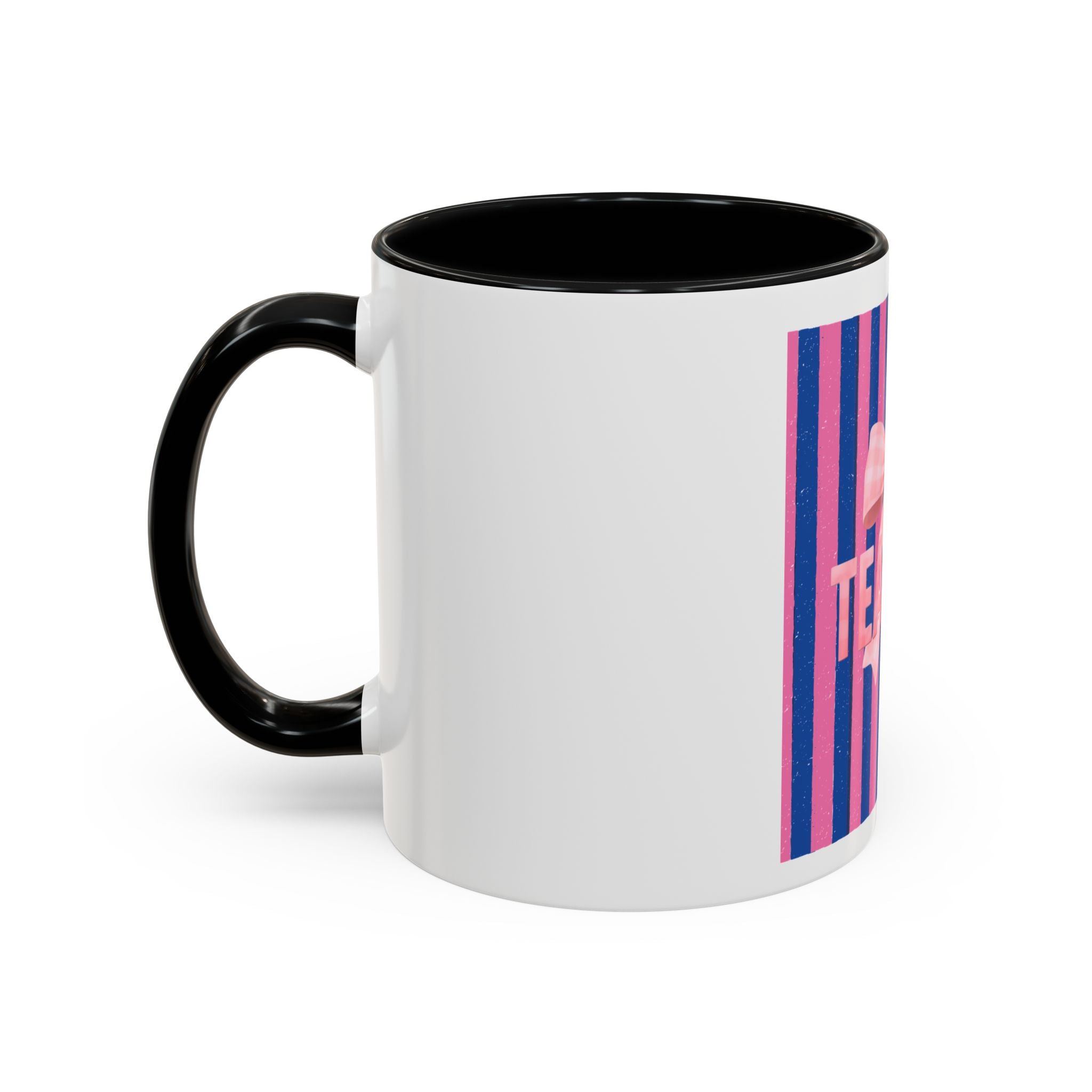 Teacher Mug — Pink Bow Striped Coffee Cup (11/15oz)