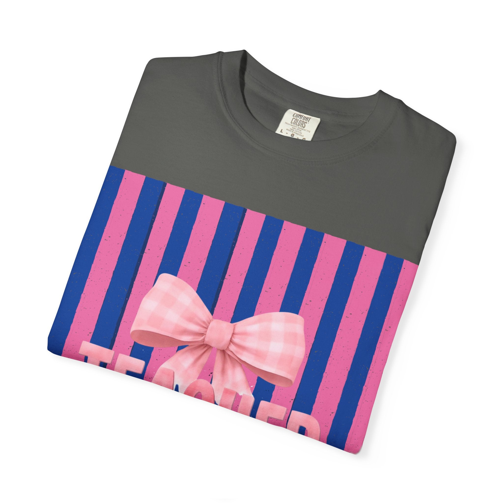 Teacher Pink Bow Striped T-Shirt — Gift for Educators