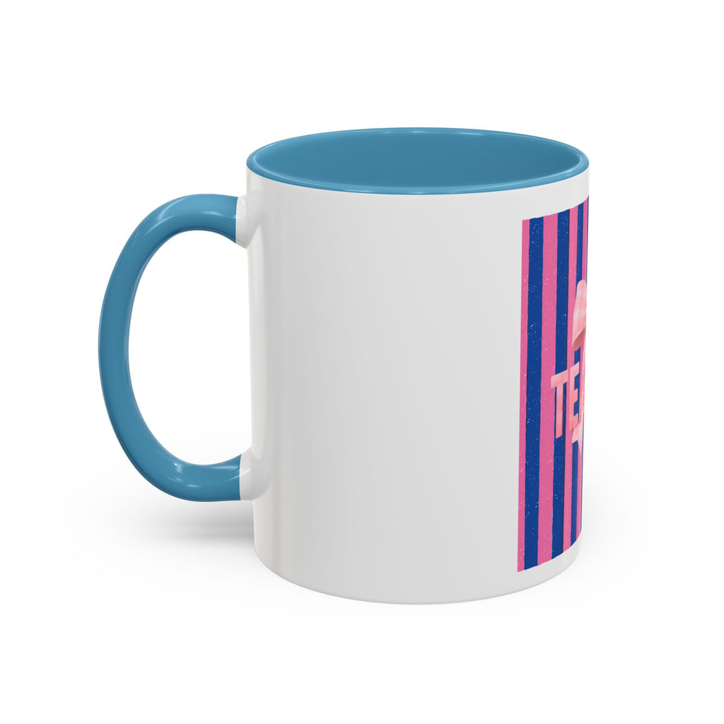 Teacher Mug — Pink Bow Striped Coffee Cup (11/15oz)