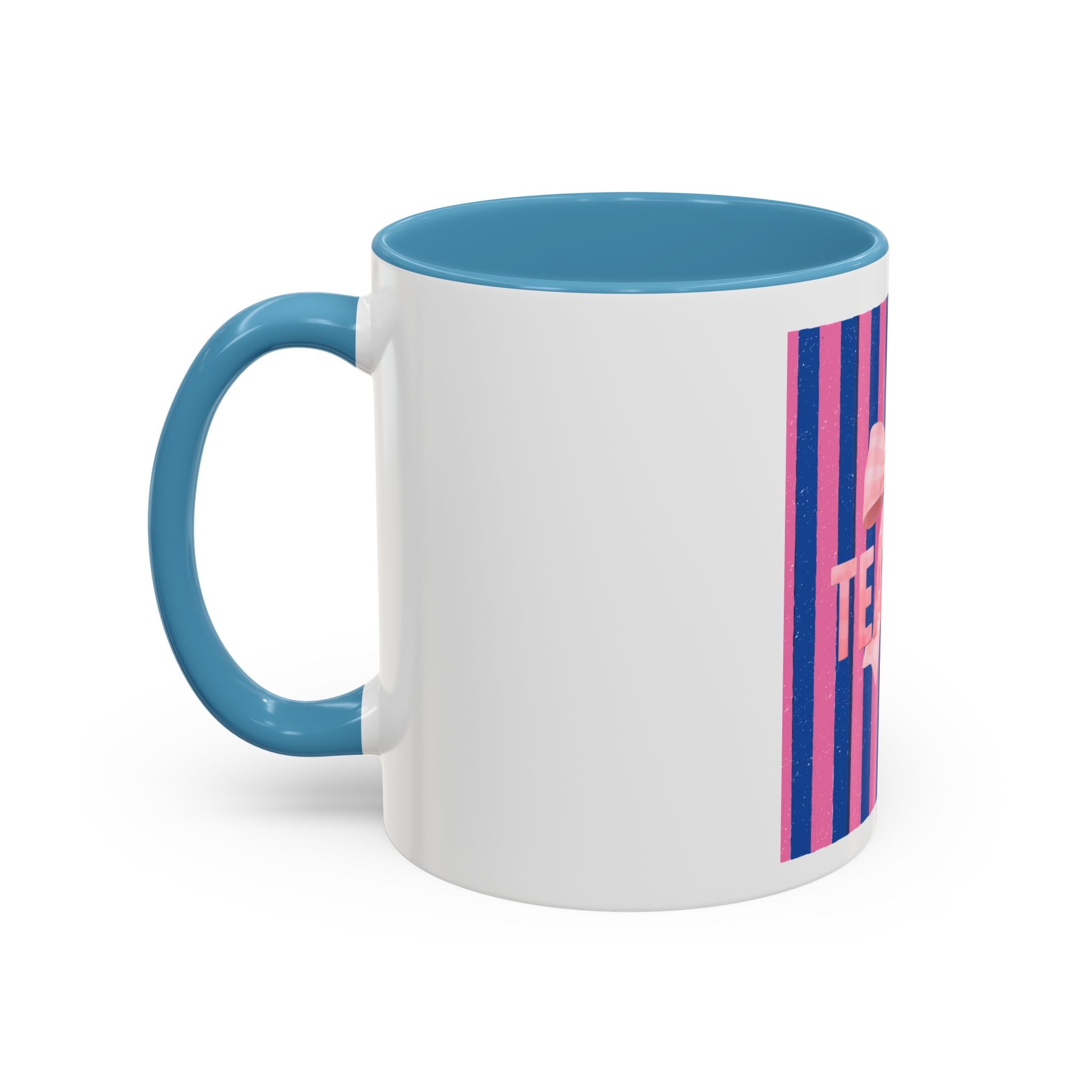 Teacher Mug — Pink Bow Striped Coffee Cup (11/15oz)