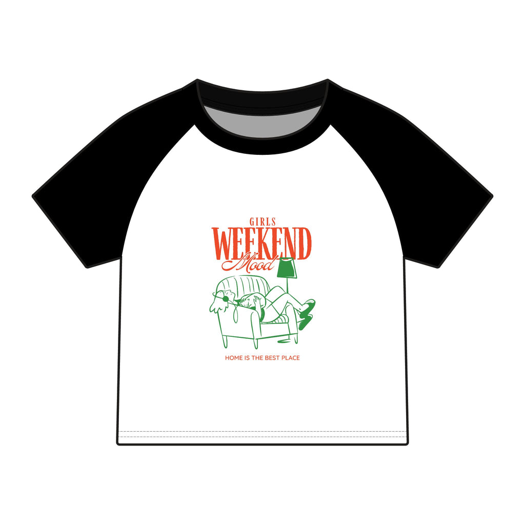 Girls Weekend Raglan Tee – 'Weekend' Relax Vibes Graphic Tee
