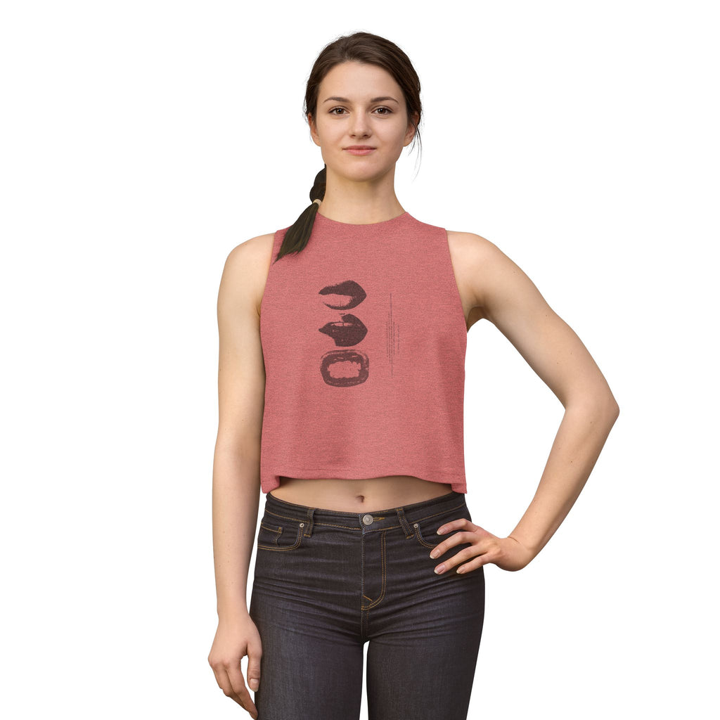 Women's Crop Top — Minimal Lip Print Graphic Tank Top