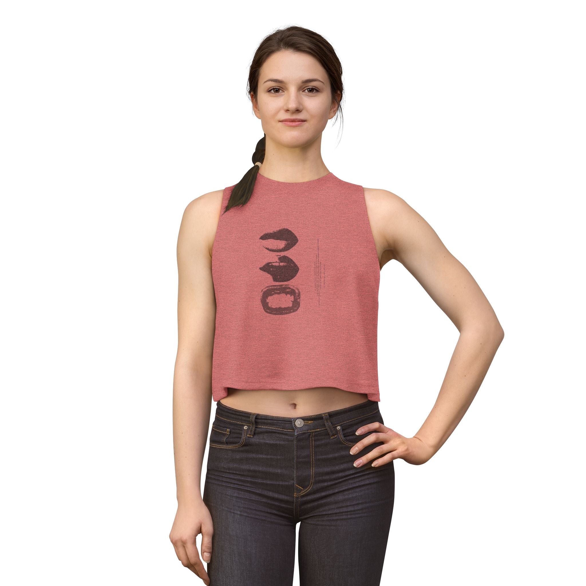 Women's Crop Top — Minimal Lip Print Graphic Tank Top