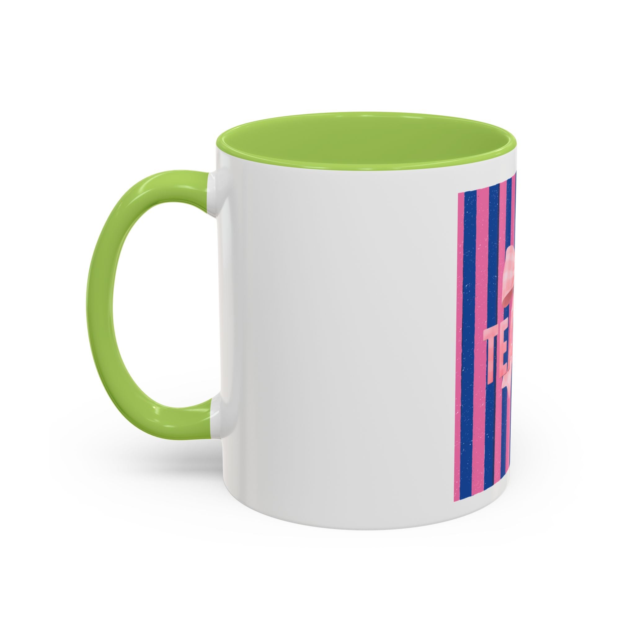 Teacher Mug — Pink Bow Striped Coffee Cup (11/15oz)