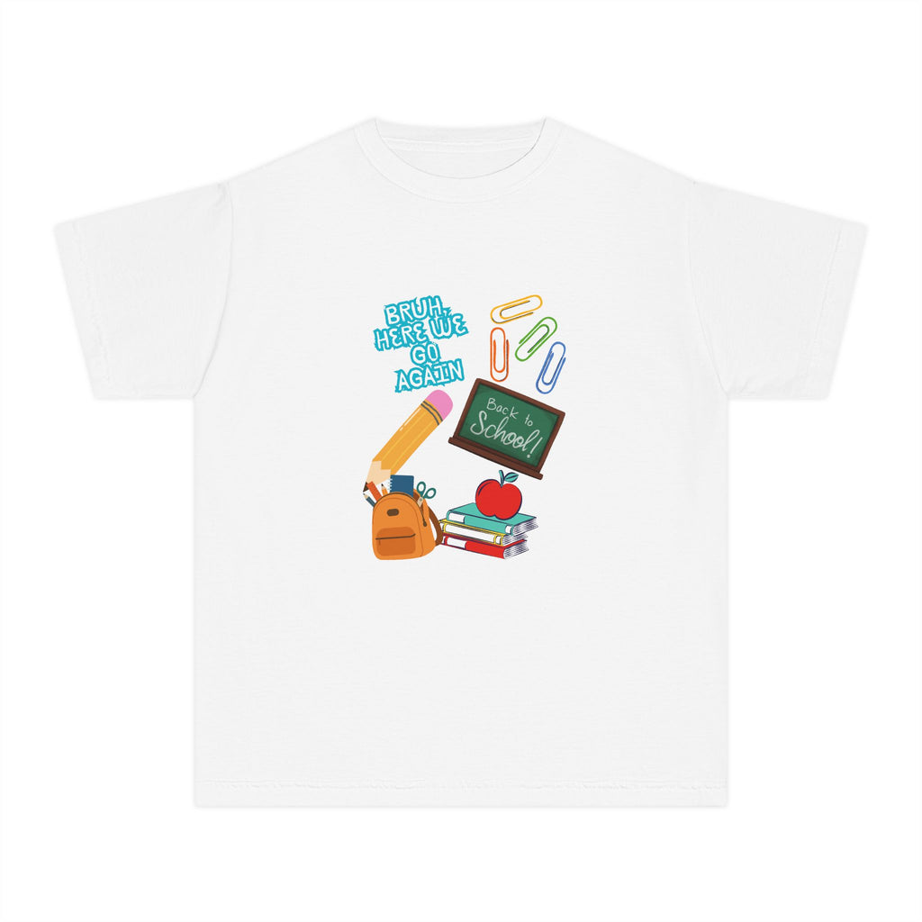 Youth Tee - 'Back To School' Chalkboard Design with Backpack, Books & Apple