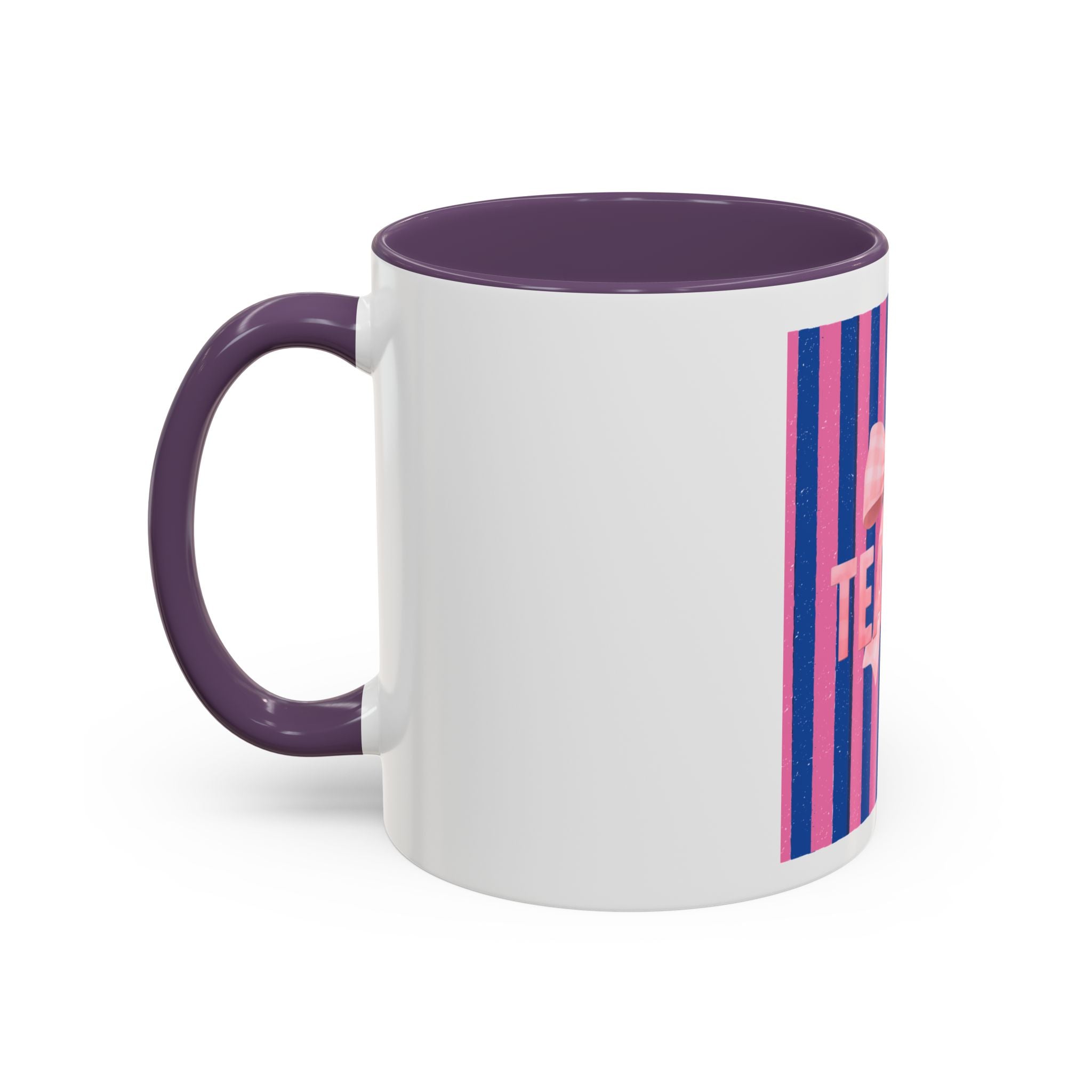 Teacher Mug — Pink Bow Striped Coffee Cup (11/15oz)