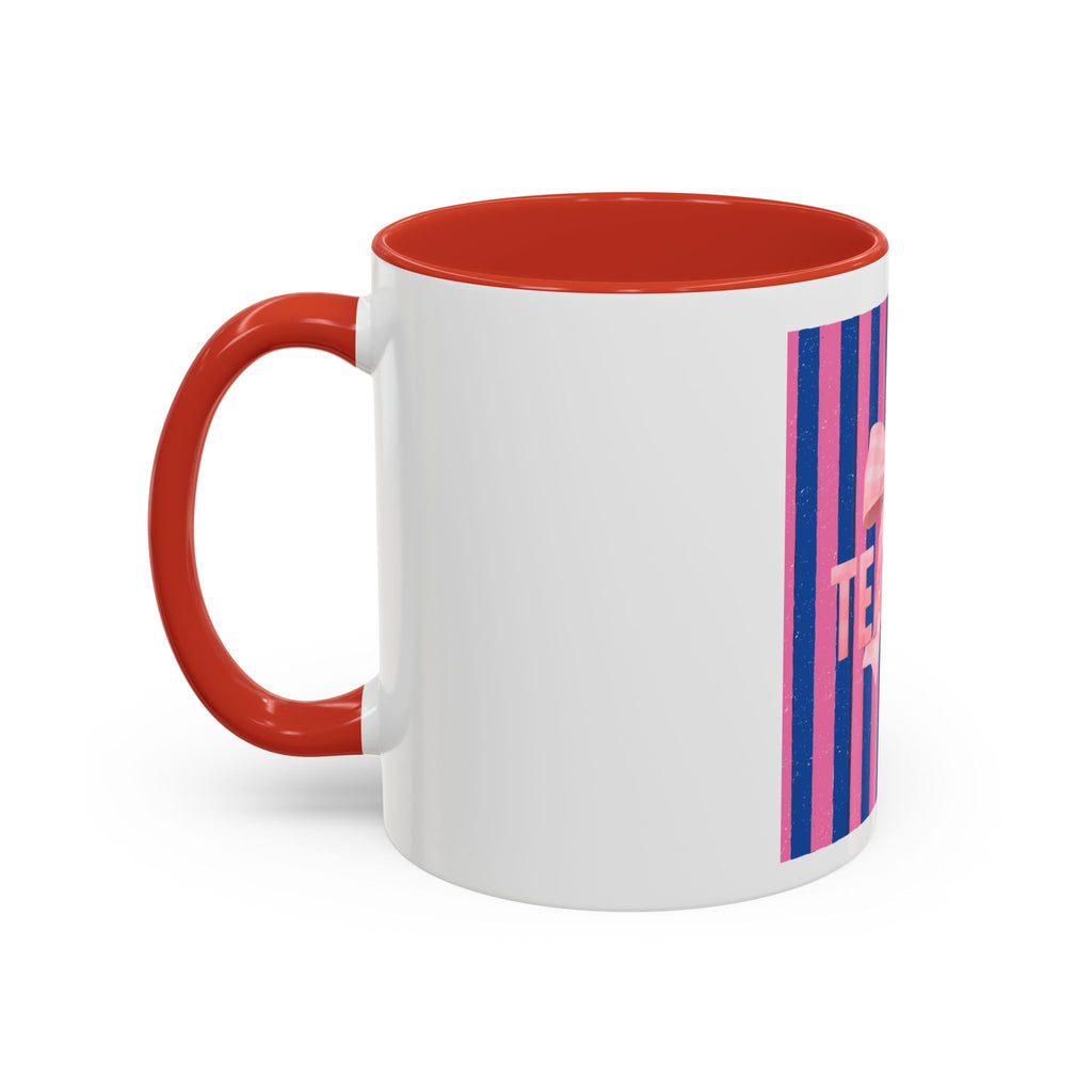 Teacher Mug — Pink Bow Striped Coffee Cup (11/15oz)