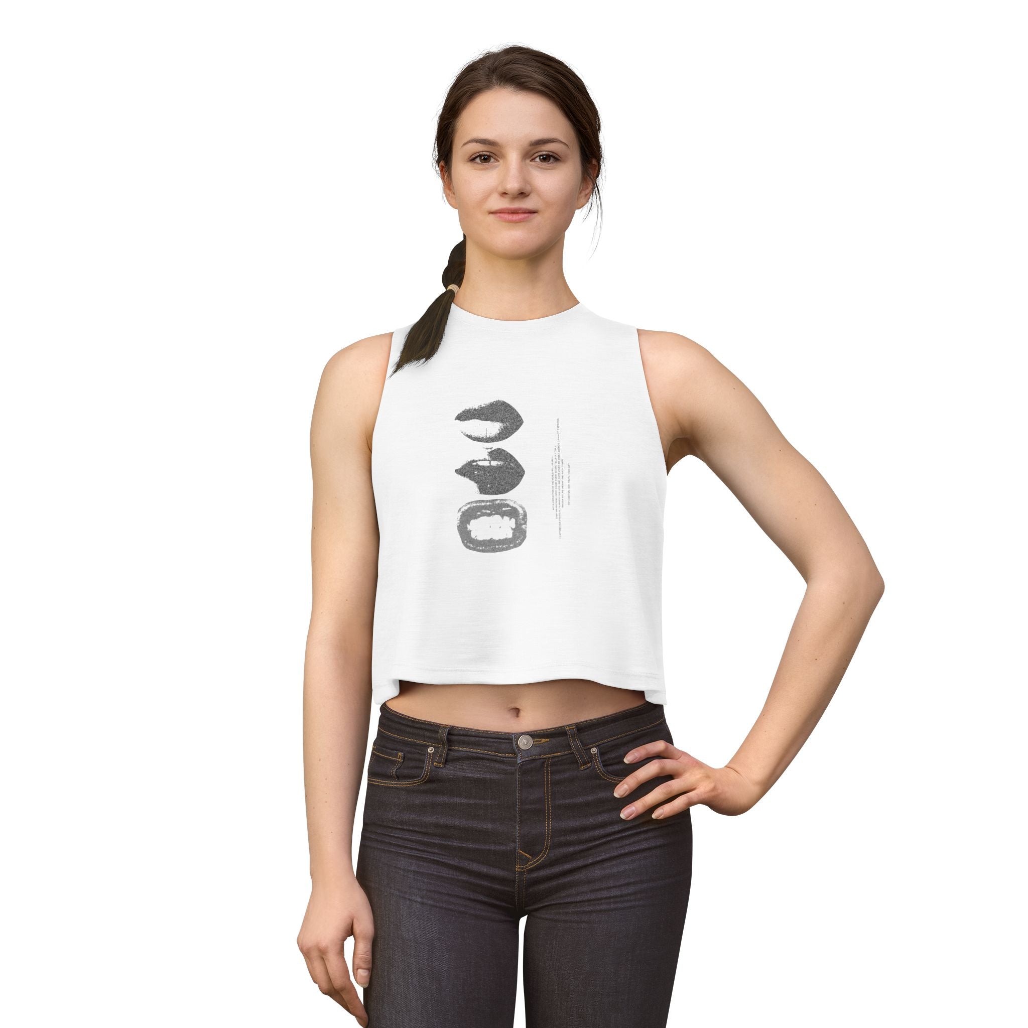 Women's Crop Top — Minimal Lip Print Graphic Tank Top