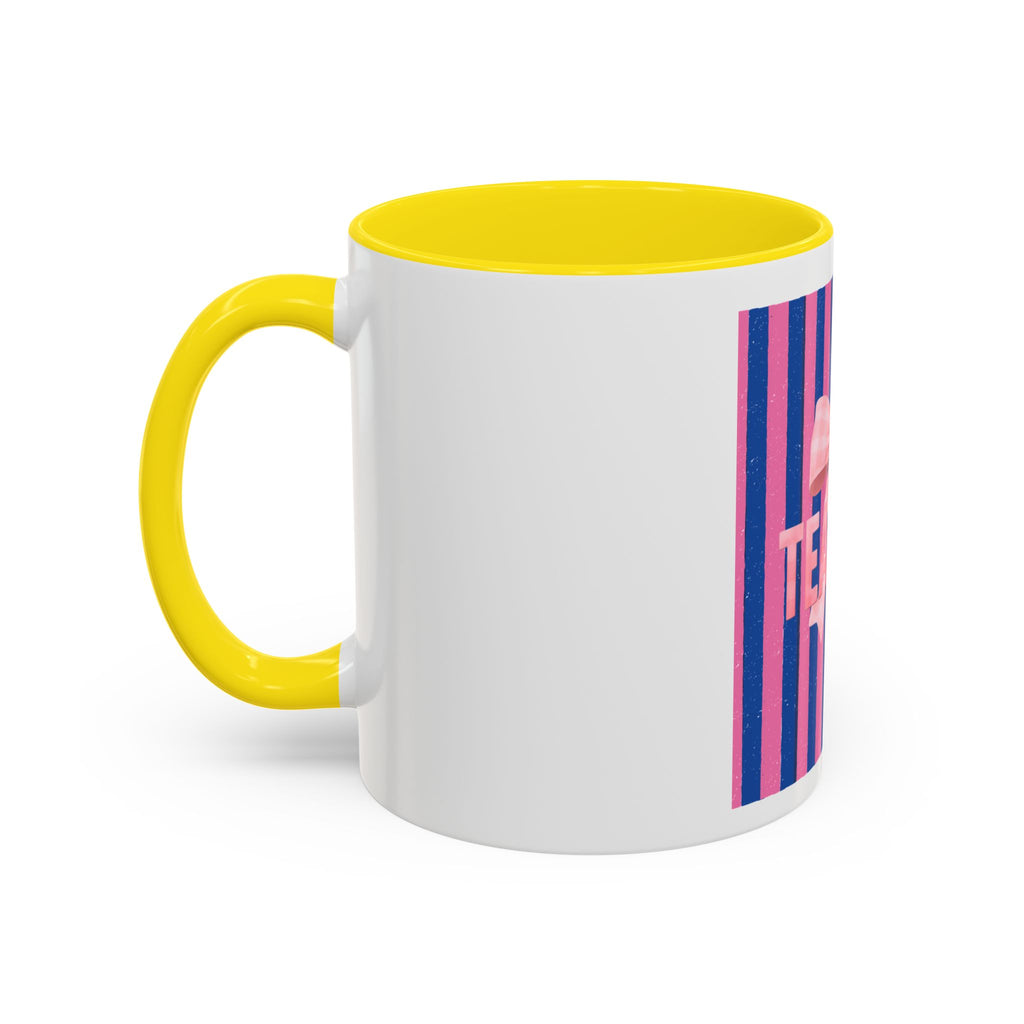 Teacher Mug — Pink Bow Striped Coffee Cup (11/15oz)